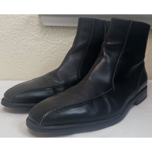 Hugo Boss Rare Chelsea Chukka Ankle Side Zip Black Leather Boots Men's Size 10 - Picture 2 of 12